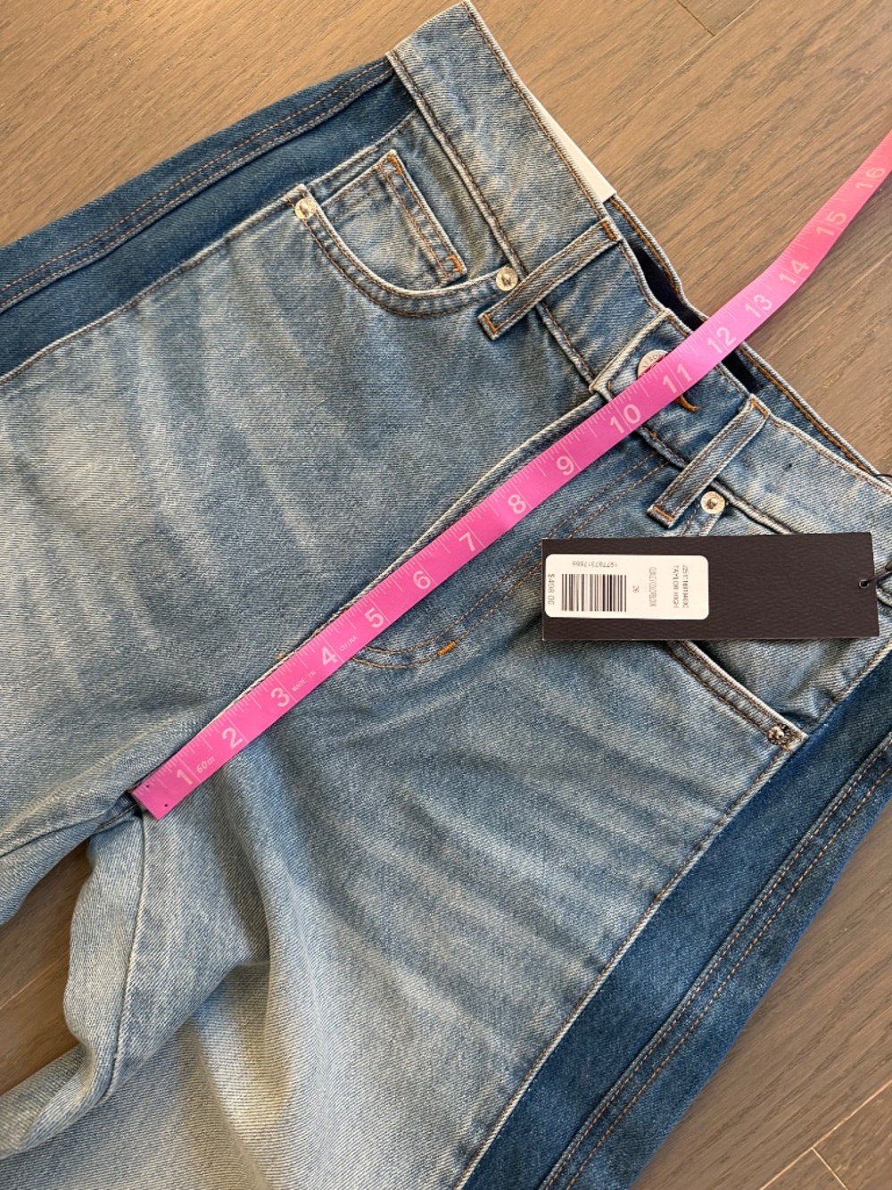 Veronica Beard TAYLOR Color Block Wide Leg Jean Cloudy Wash With Tags - Size 26 - Picture 7 of 9